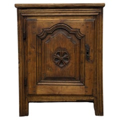 Small 19th-Century Walnut Cabinet with Decorated Door