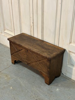 Small 19th-Century Chest in Chestnut Wood with Diamond Motifs