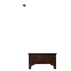 Small 19th-Century Chest in Chestnut Wood with Diamond Motifs