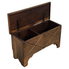 Small 19th-Century Chest in Chestnut Wood with Diamond Motifs