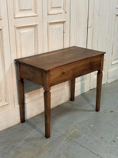 18th-Century Walnut Writing Table with Worked Legs and Large Central Drawer