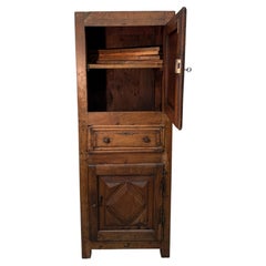 19th-Century Tall Walnut Wood Cabinet