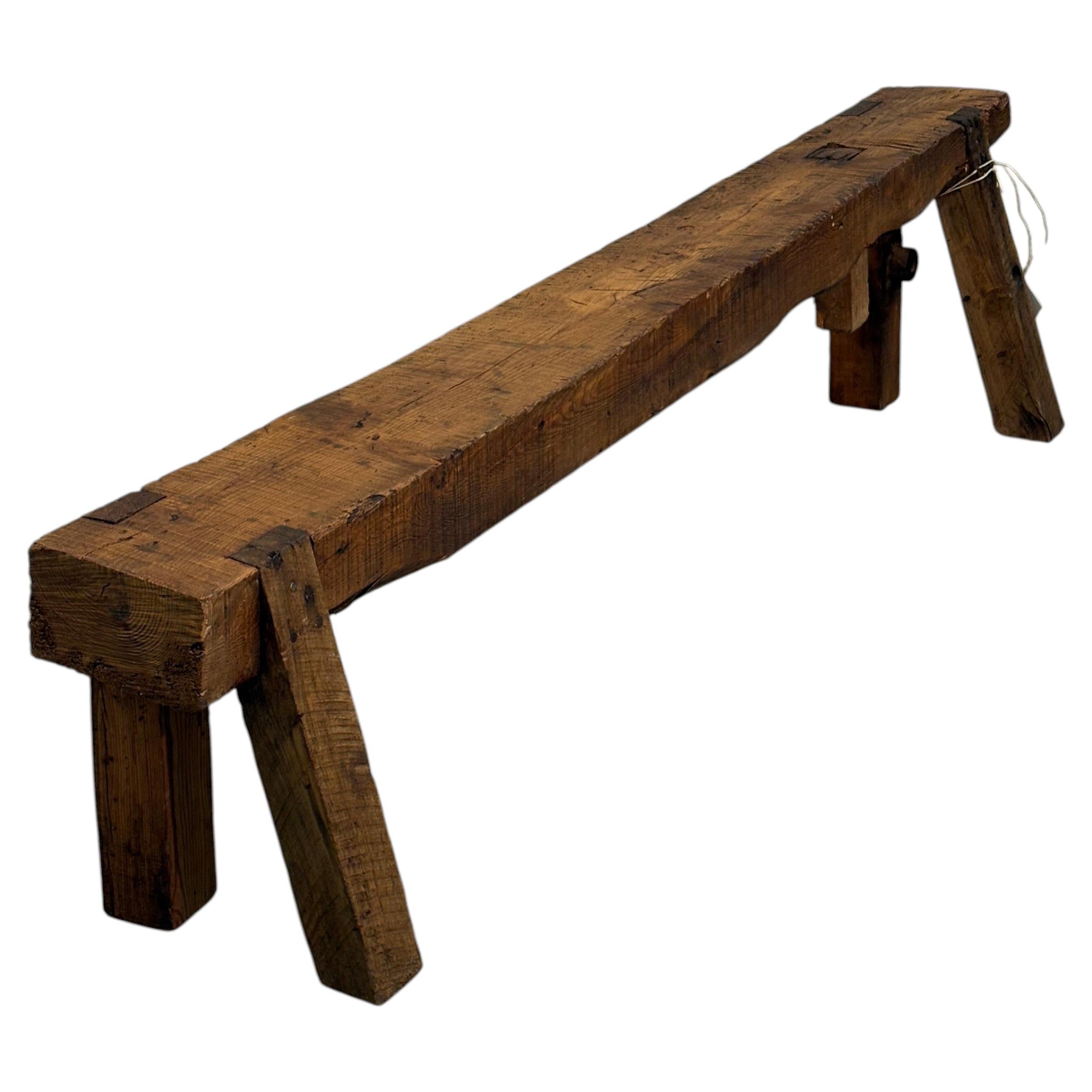 Rustic 19th-Century Larch Bench