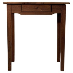 19th-Century Tall Walnut Side Table with Drawer