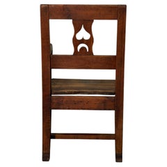 Antique Walnut Armchair with Decorative Backrest, 19th Century