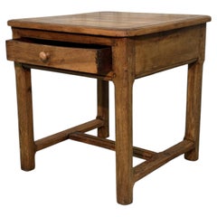 19th-century small low walnut table with X-shaped stretcher base
