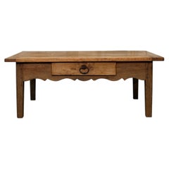 19th-century low chestnut living room table with a single drawer