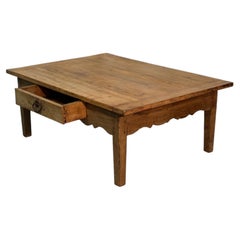 19th-century low chestnut living room table with a single drawer
