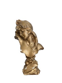 Art Nouveau Terracotta Bust of a Young Woman by Alfons Korschendorfer, Model 321