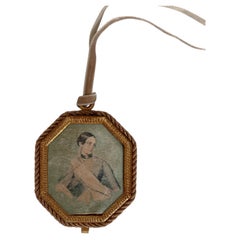 c. 1950s Mid-Century Italian Miniature Silk Portrait Wall Plaques - Pair