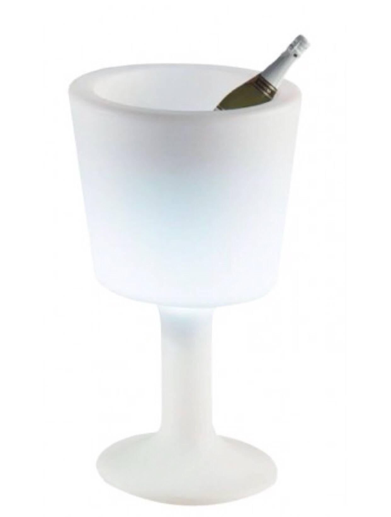 Multifunctional bar stool and ice bucket designed by Jorge Najera for slide design, Italy. Perfect for both indoor and outdoor use.