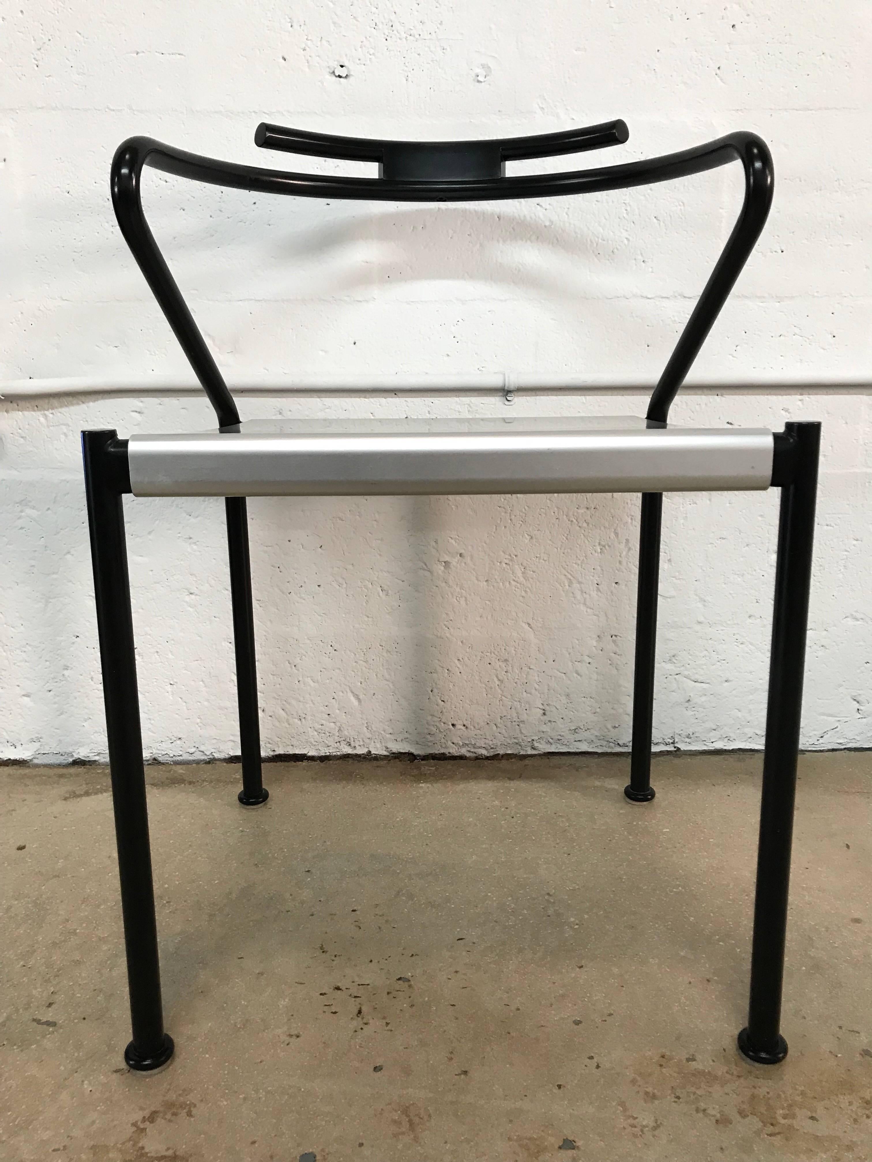 Set of Ten Post Modern Aluminum and Steel Dining Chairs by Cidue, Italy, 1980s In Good Condition For Sale In Miami, FL