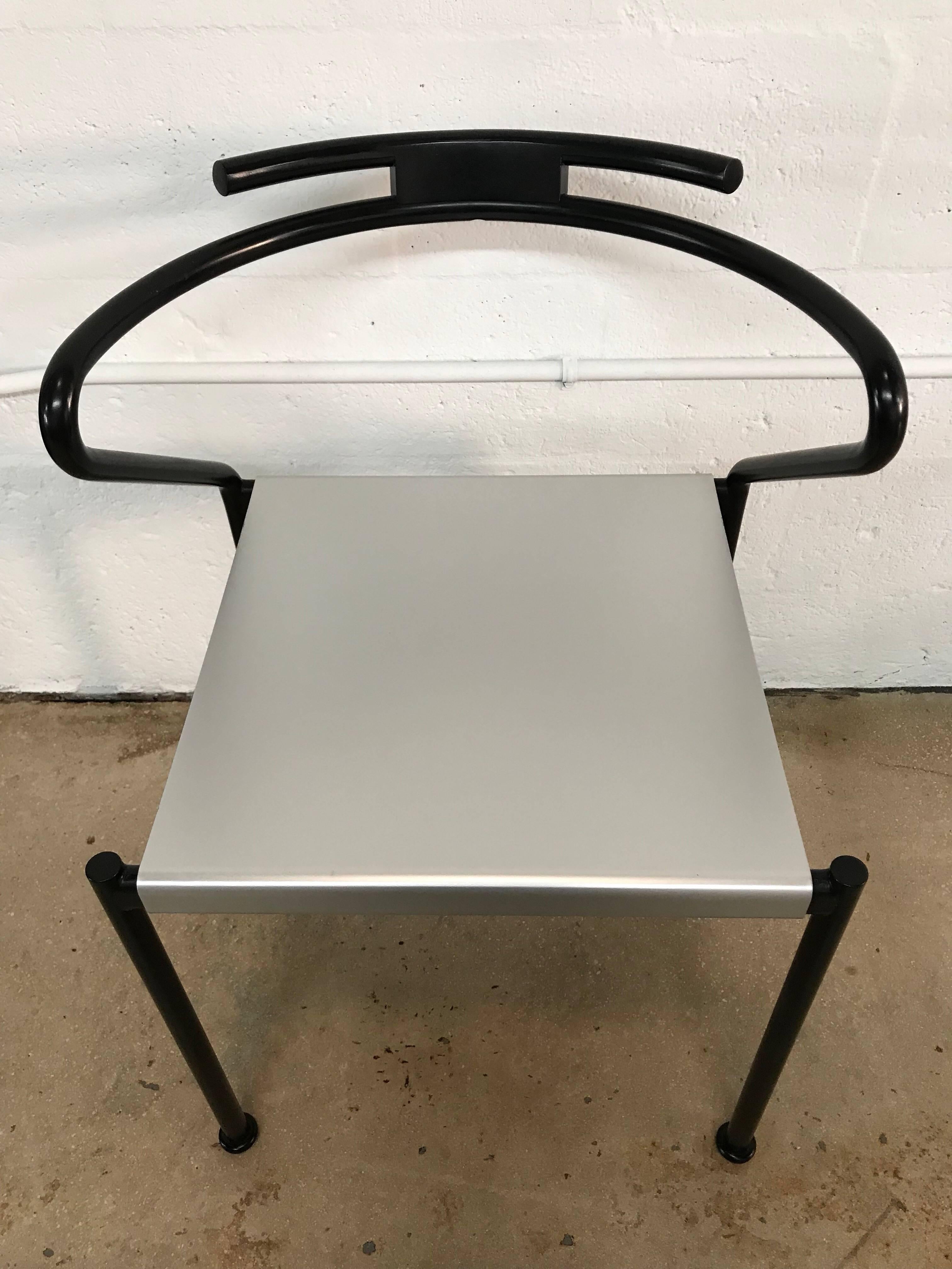 20th Century Set of Ten Post Modern Aluminum and Steel Dining Chairs by Cidue, Italy, 1980s For Sale