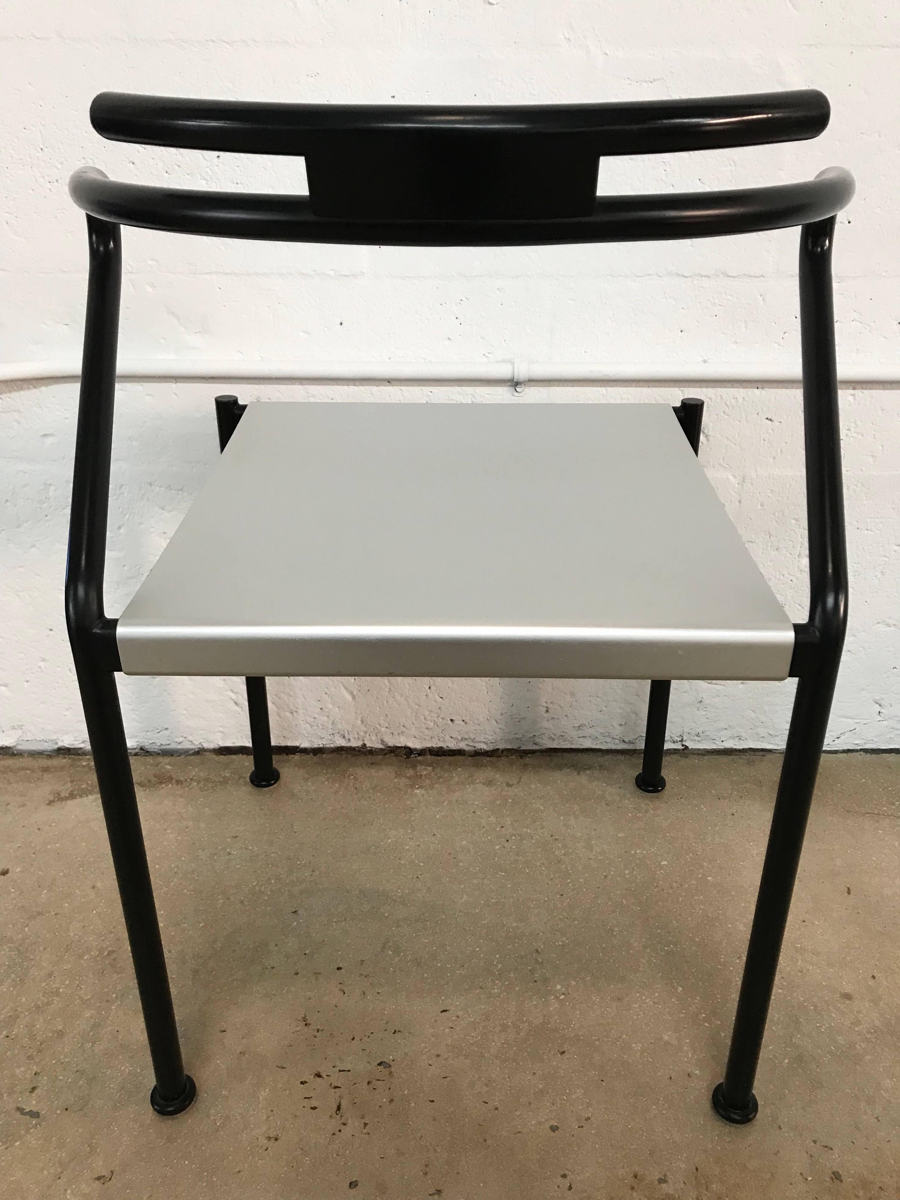 Italian Set of Ten Post Modern Aluminum and Steel Dining Chairs by Cidue, Italy, 1980s For Sale