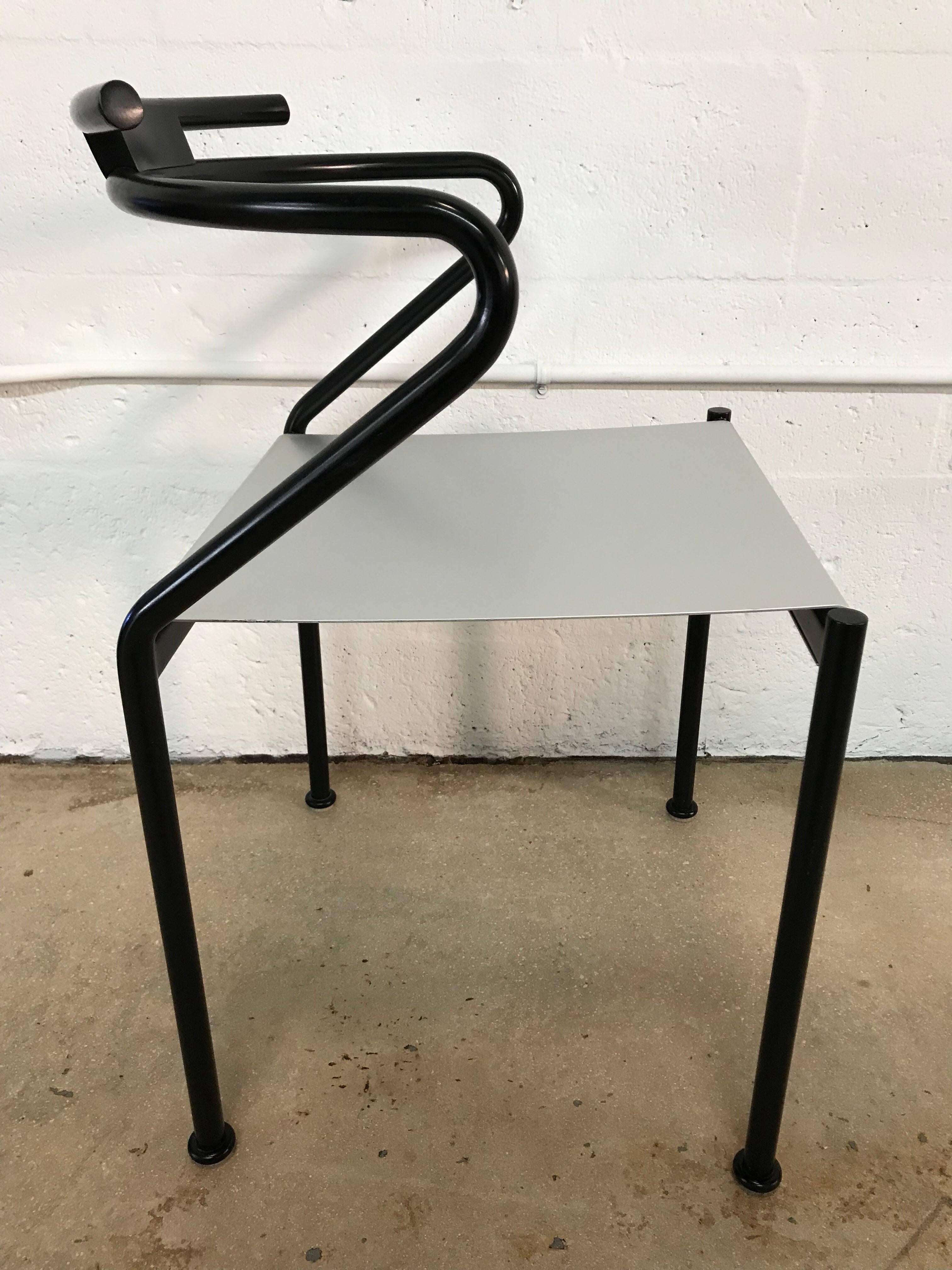 Enameled Set of Ten Post Modern Aluminum and Steel Dining Chairs by Cidue, Italy, 1980s