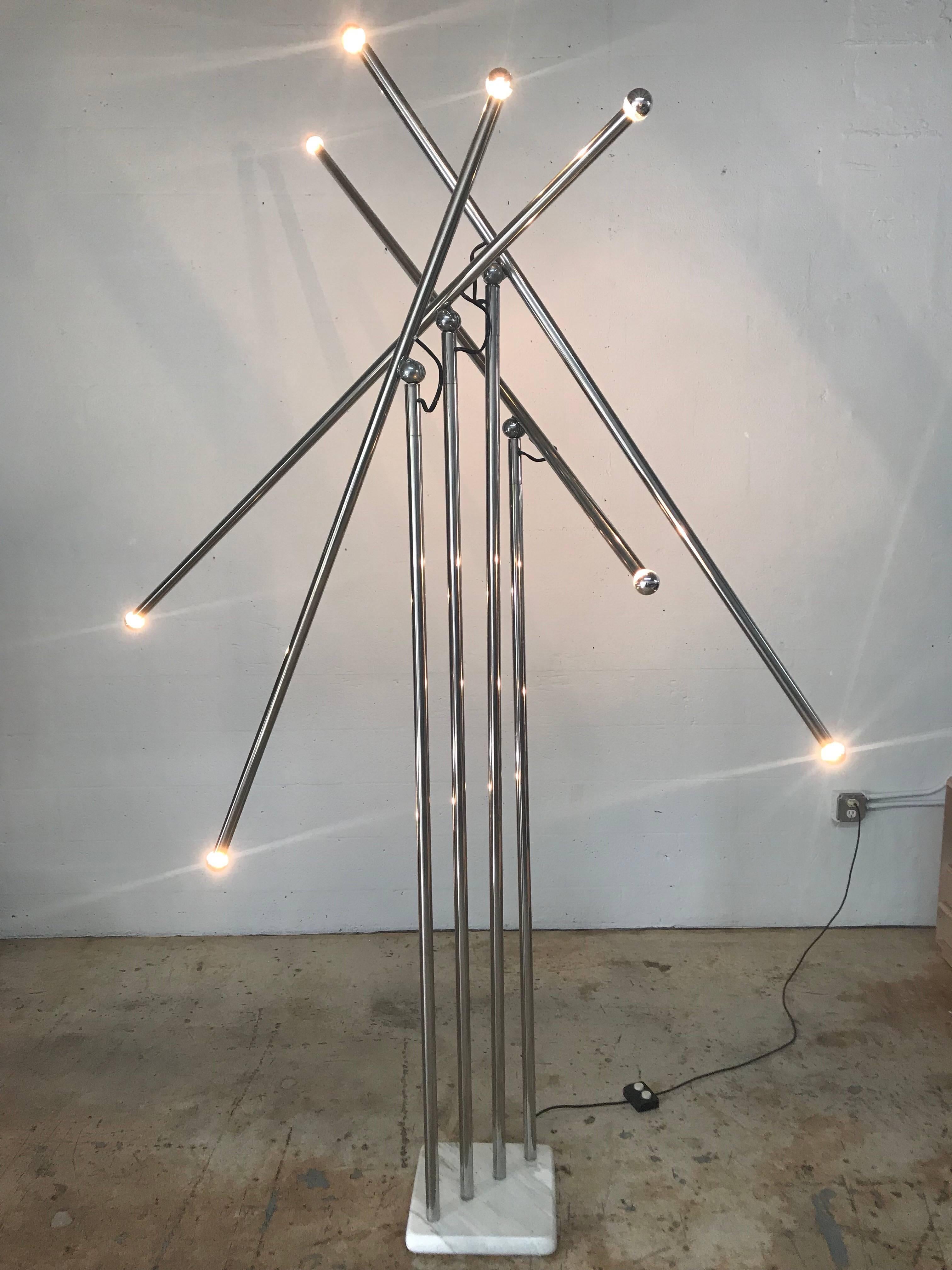 Chrome Rare  “Giraffe” Floor Lamp for Arteluce