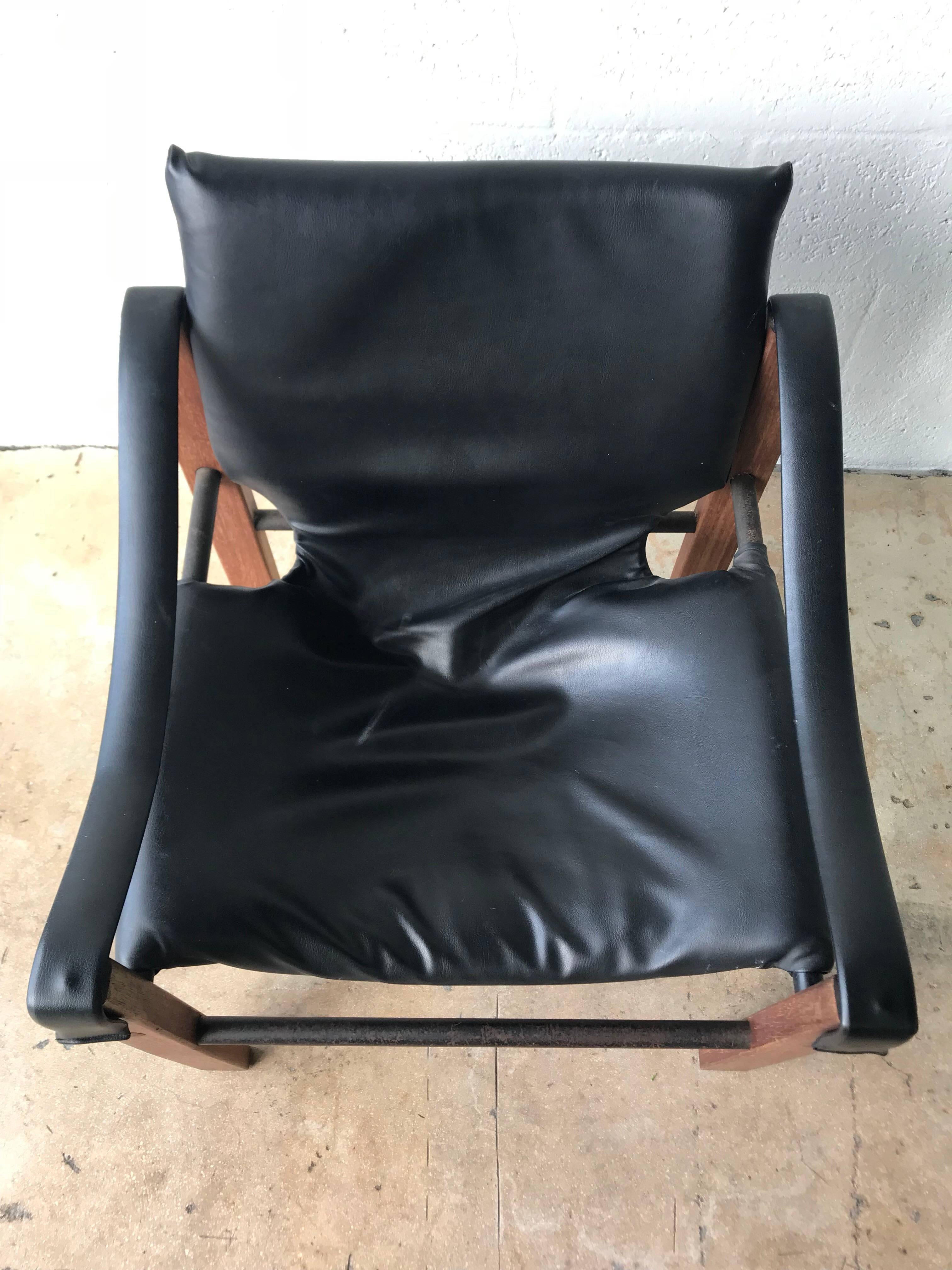 Mid-Century Modern Pair of Black “Safari” Chairs by Maurice Burke for Arkana