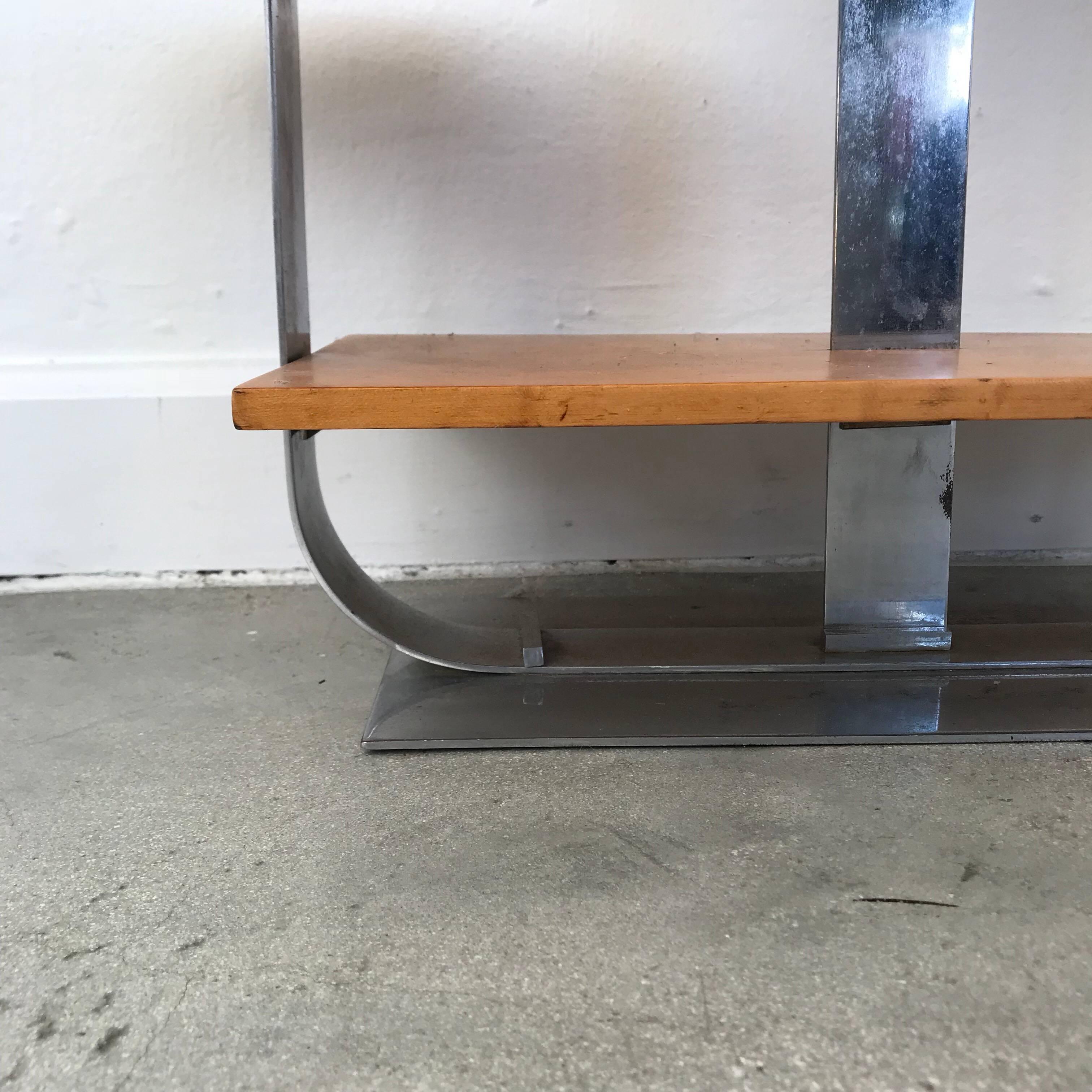 Art Deco Chrome and Maple Burl Wood Side End or Occasional Table Donald Deskey For Sale 3