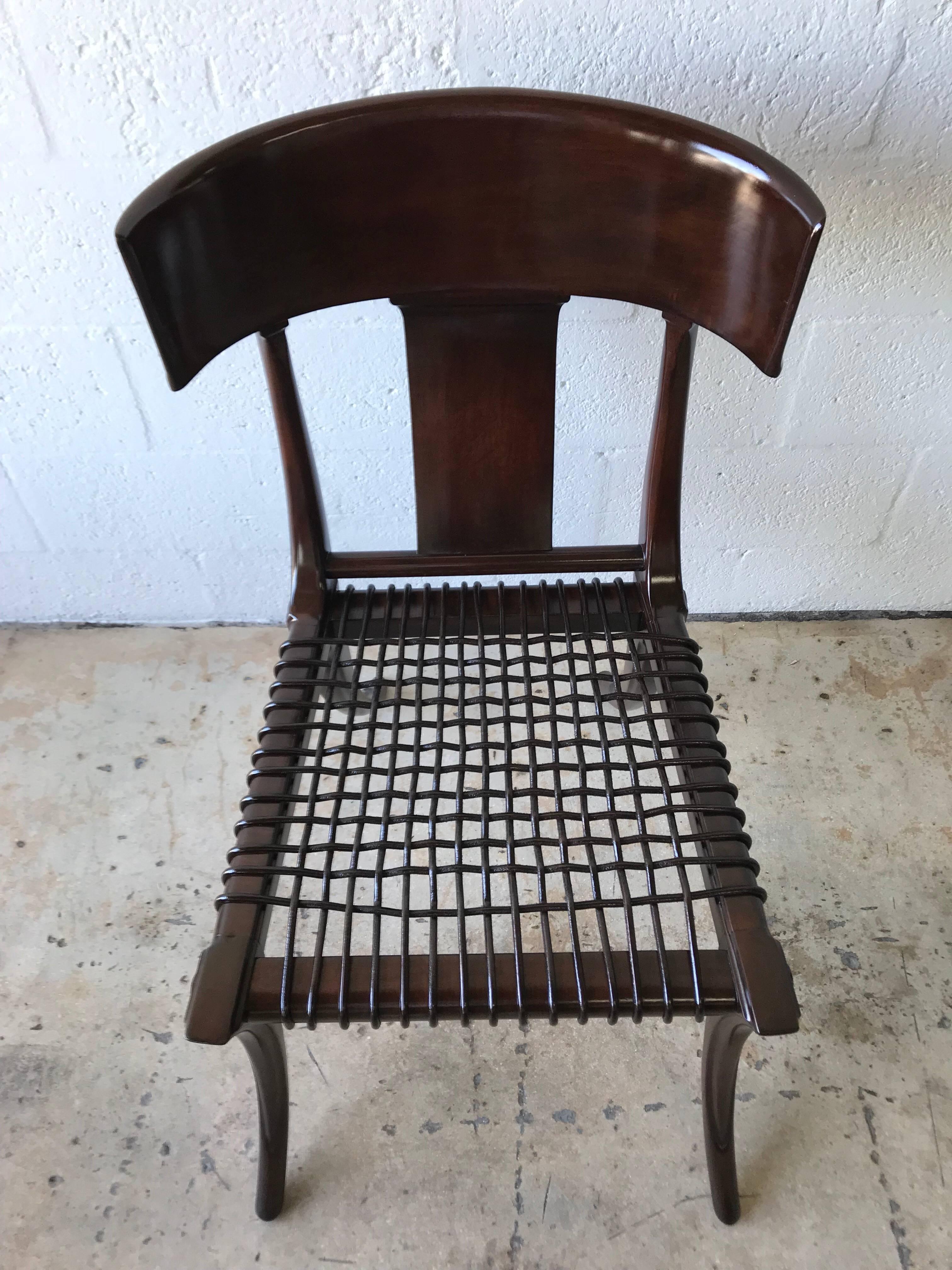 Leather T.H. Robsjohn-Gibbings Klismos Chair for Saridis