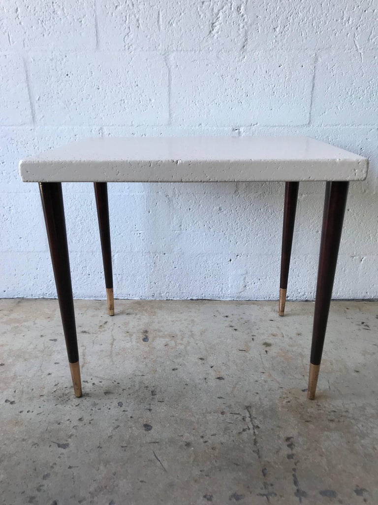 Lacquered Mid Century Cork Top Side or End Table by Paul Frankl for Johnson Furniture Co. For Sale
