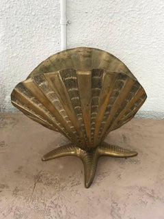 Nautical Brass Shell and Starfish Motif Lamp