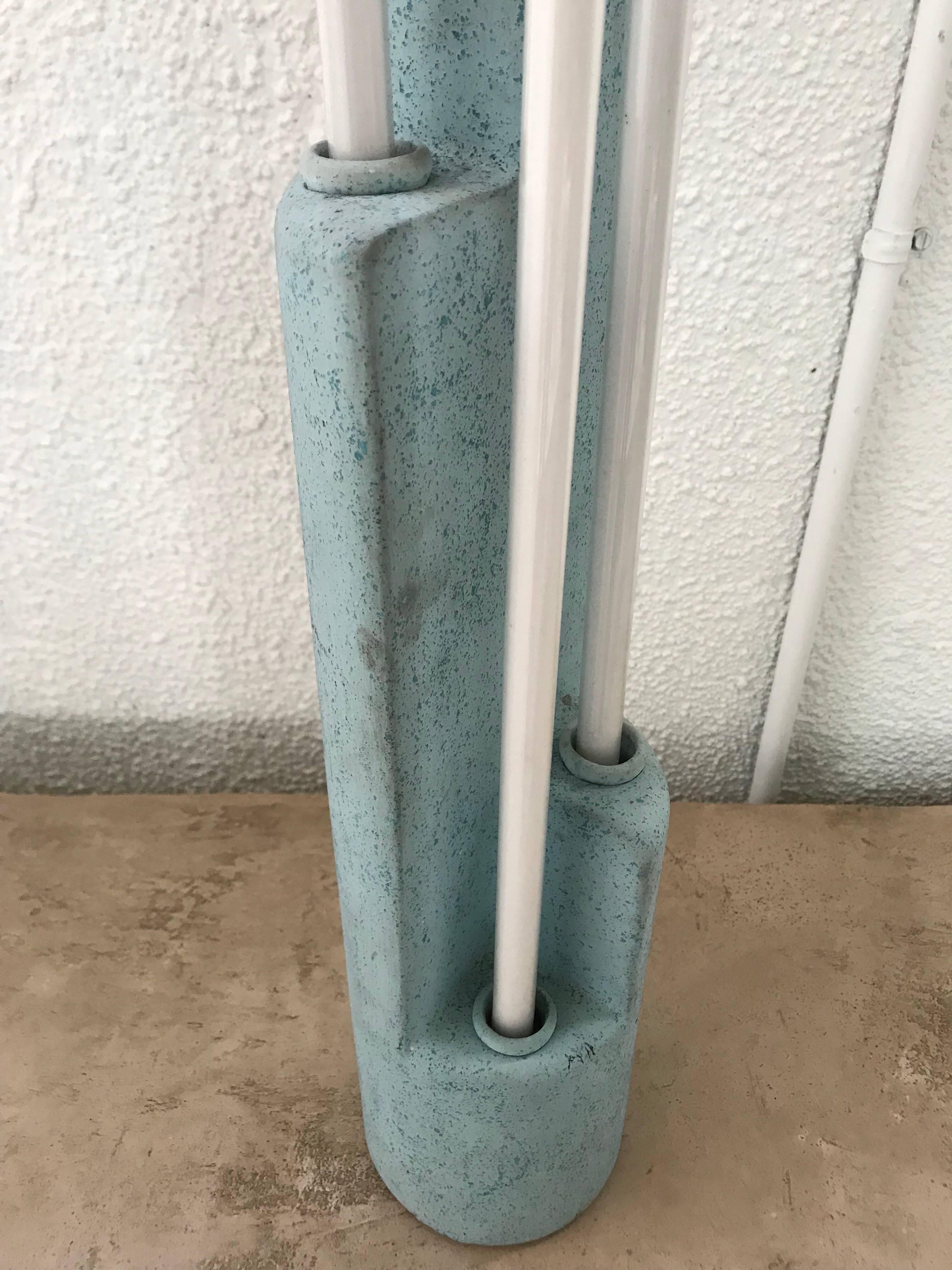 Postmodern Neon and Ceramic Sculpture Lamp In Fair Condition In Miami, FL
