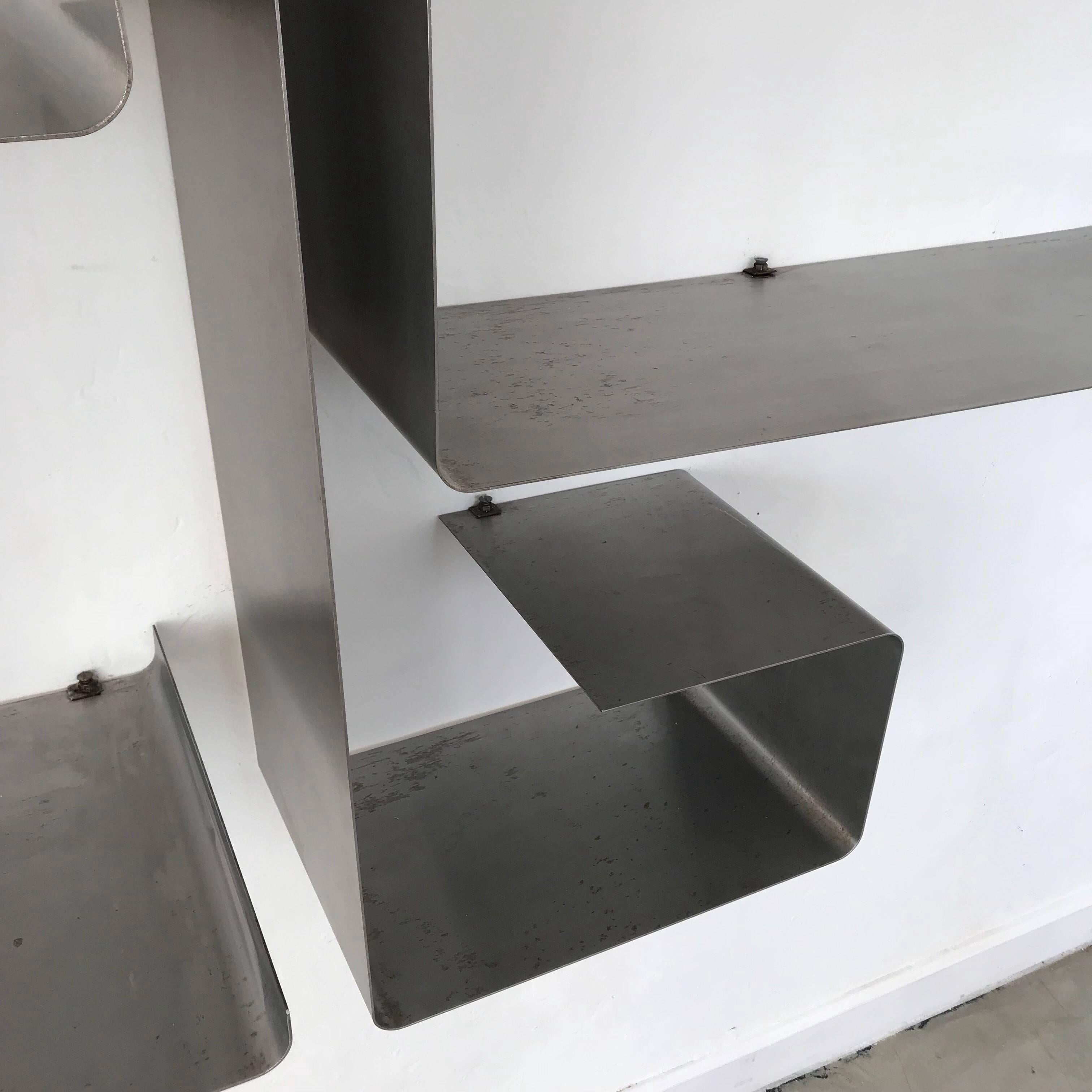 Steel François Monnet and Joelle Ferlande “Zig-Zag” Wall Unit or Shelving for Kappa