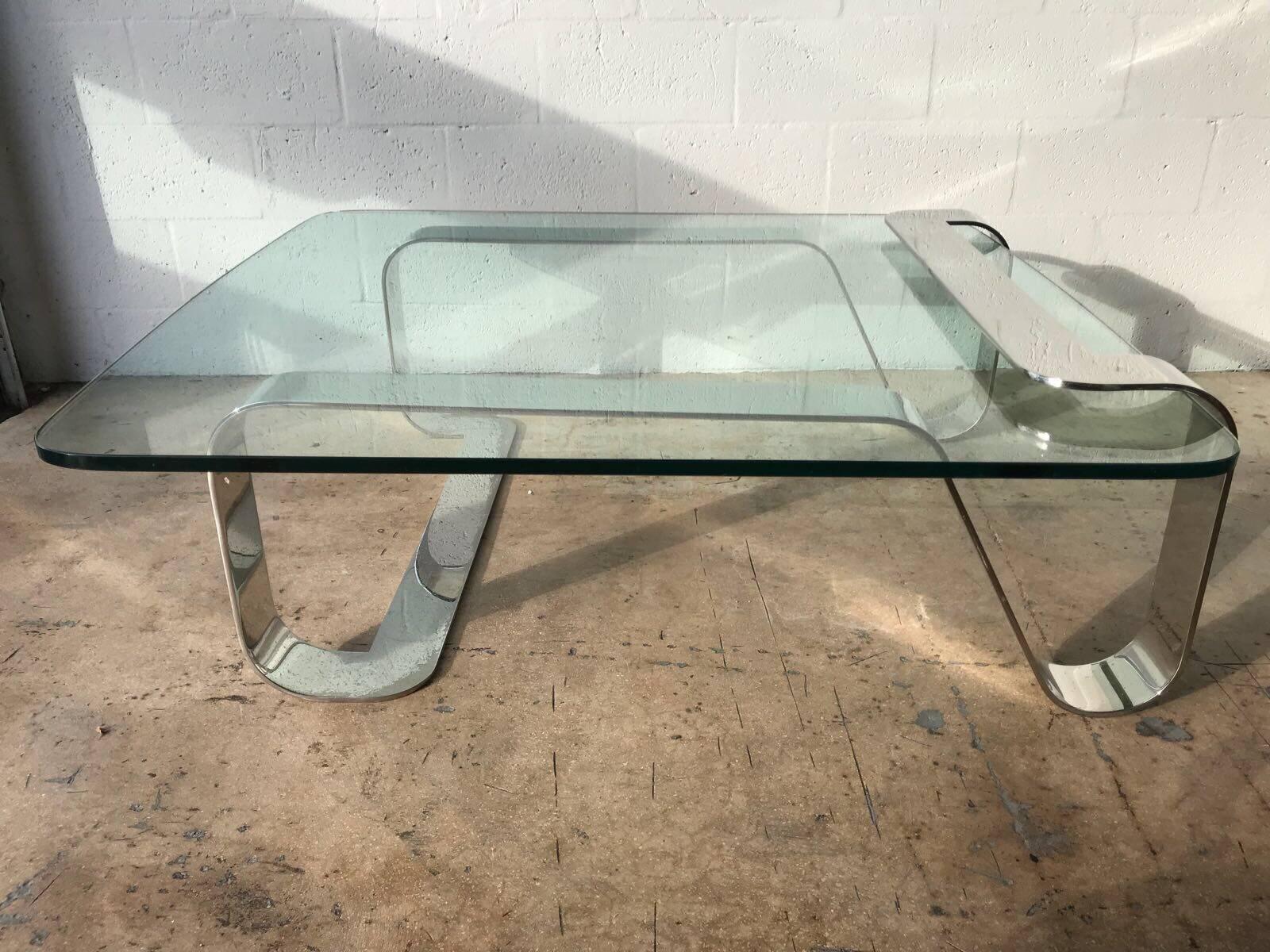 Sculptural steel coffee table designed by Gary Gutterman, table was originally purchased for the French embassy in London.