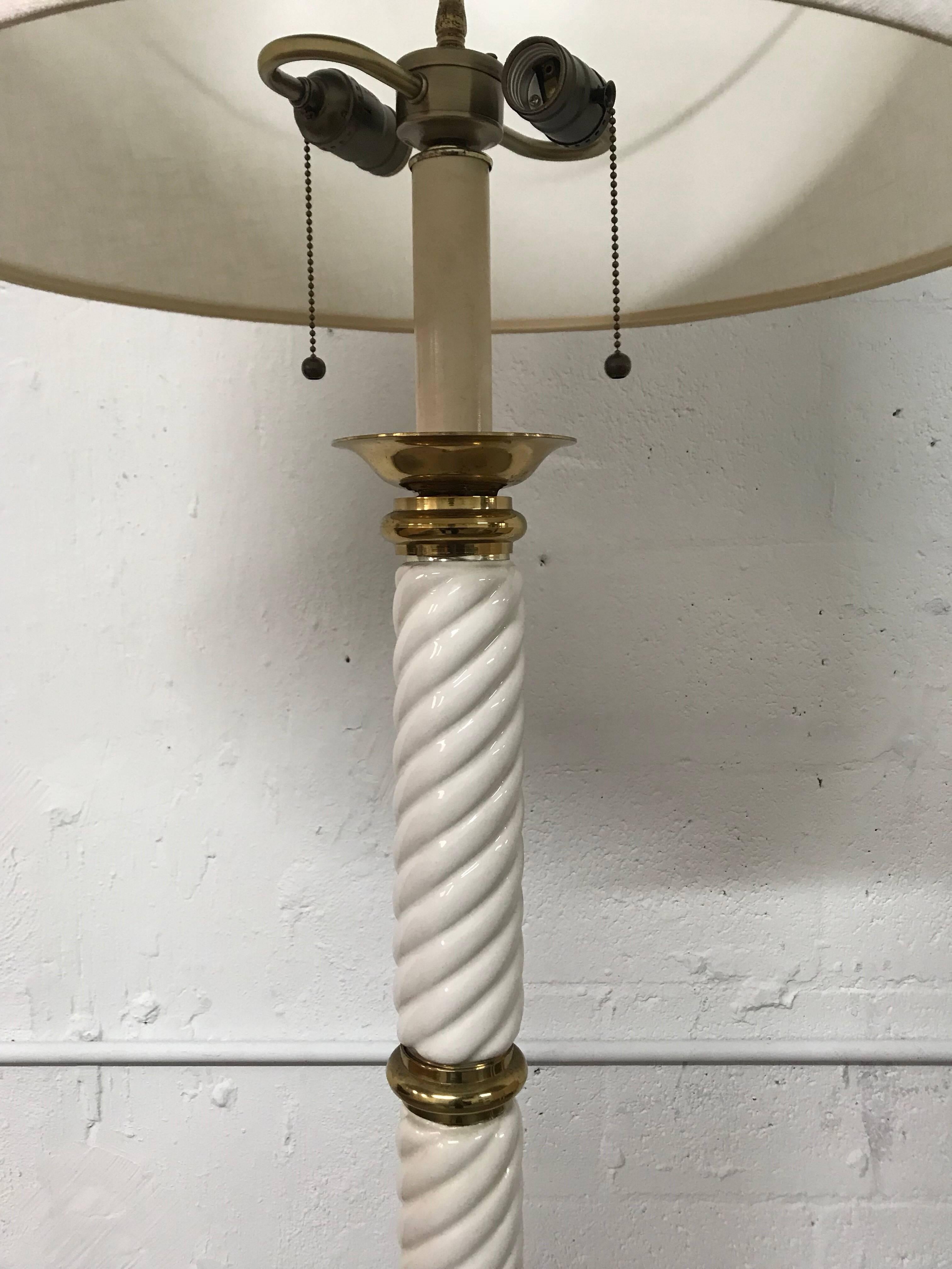 Italian Tommaso Barbi Ceramic and Brass Floor Lamp