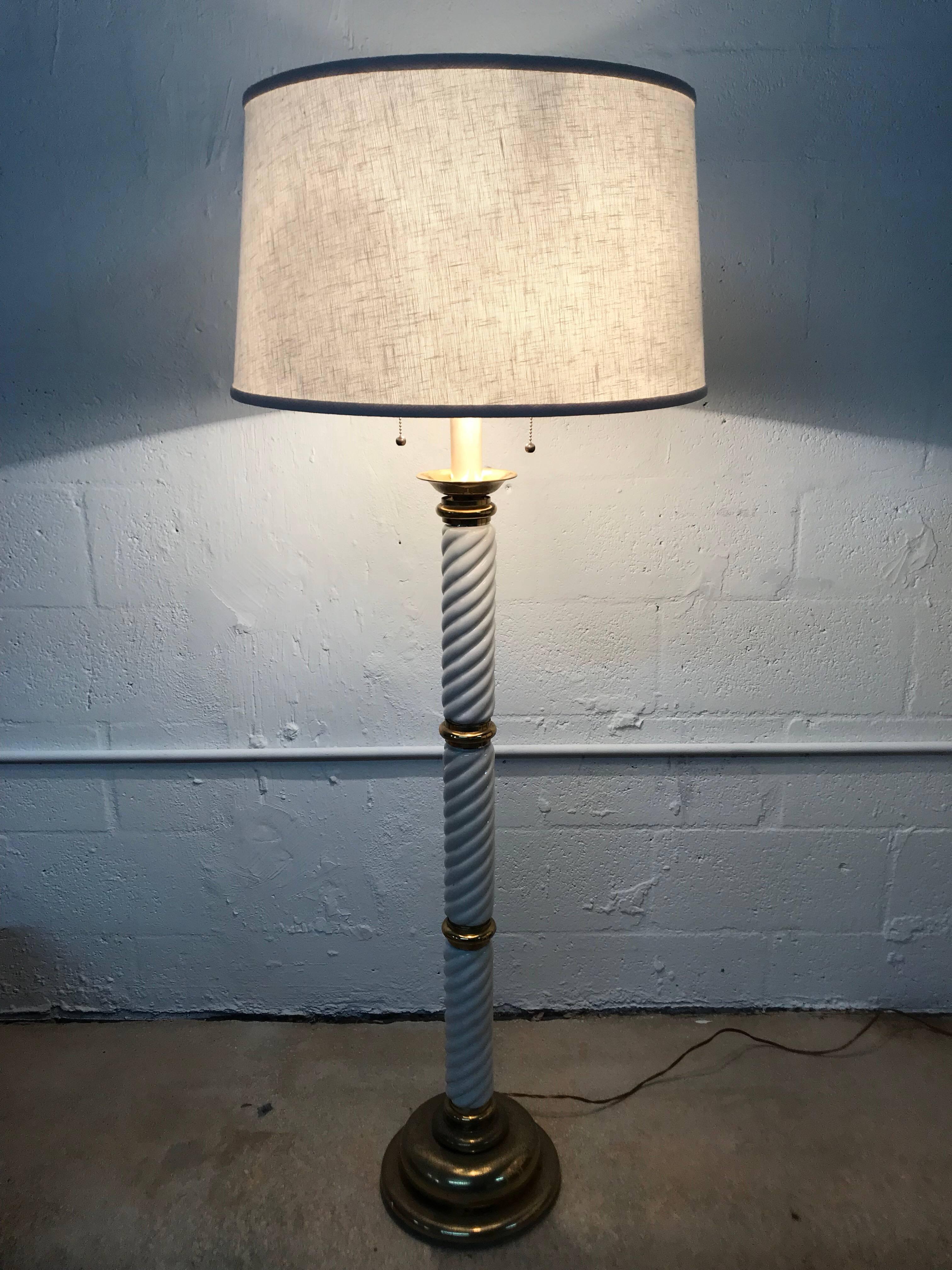 Tommaso Barbi Ceramic and Brass Floor Lamp 1
