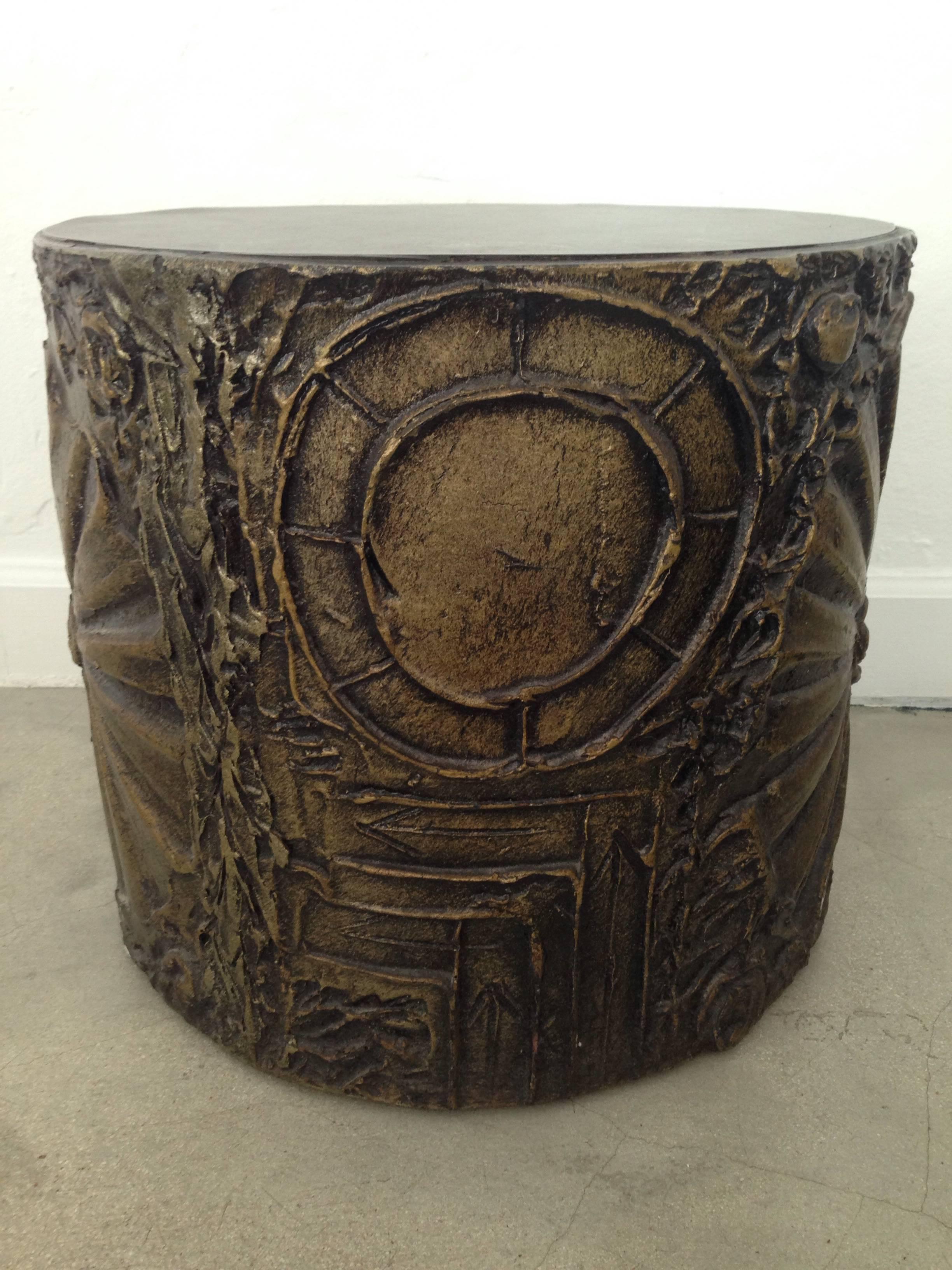 Brutalist side or end tables in bronze and black cast resin by Adrian Pearsall for Craft Associates.