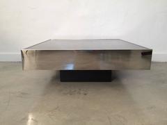 table basse ou de cocktail en acier et miroir Willy Rizzo des années 1970 pour Cidue