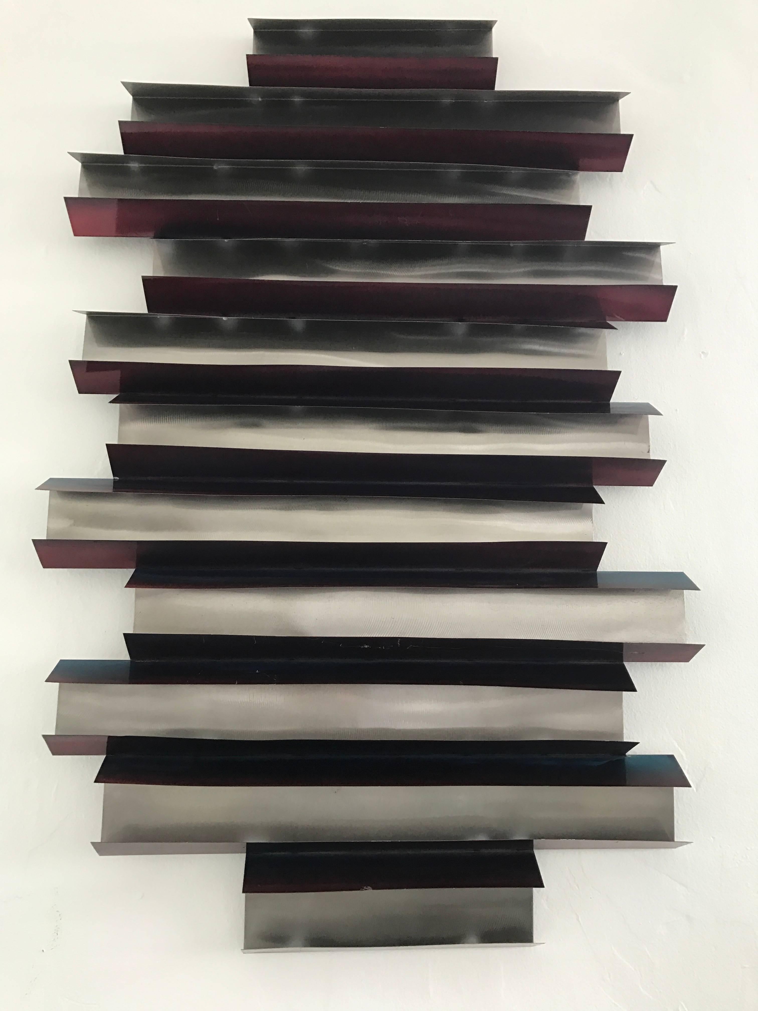 Modern Angular Pair of Anodized Steel Wall Sculptures by Curtis Jere, USA, Circa 2007 For Sale