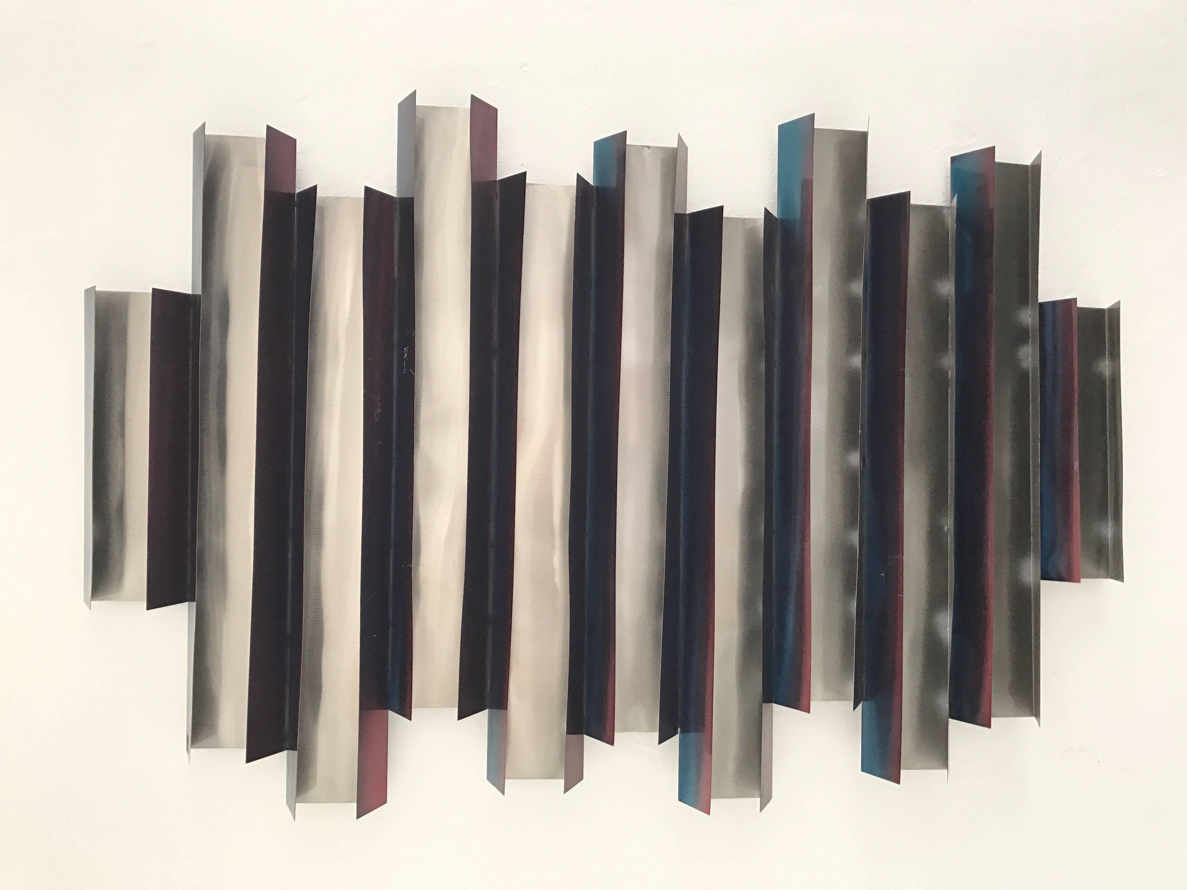 Angular Pair of Anodized Steel Wall Sculptures by Curtis Jere, USA, Circa 2007 For Sale 1