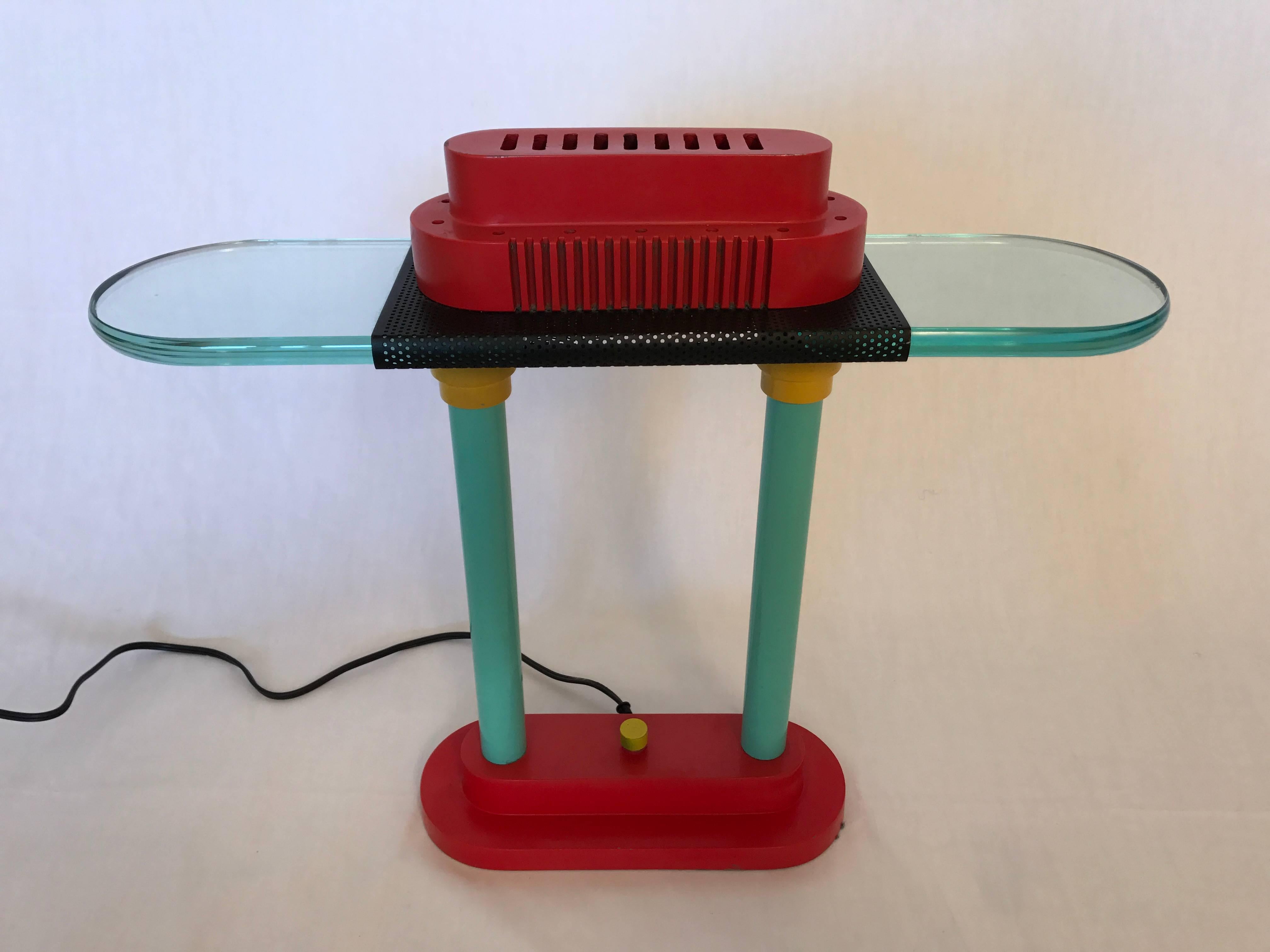 Memphis inspired desk or table lamp by Robert Sonneman for George Kovacs, 1980s.