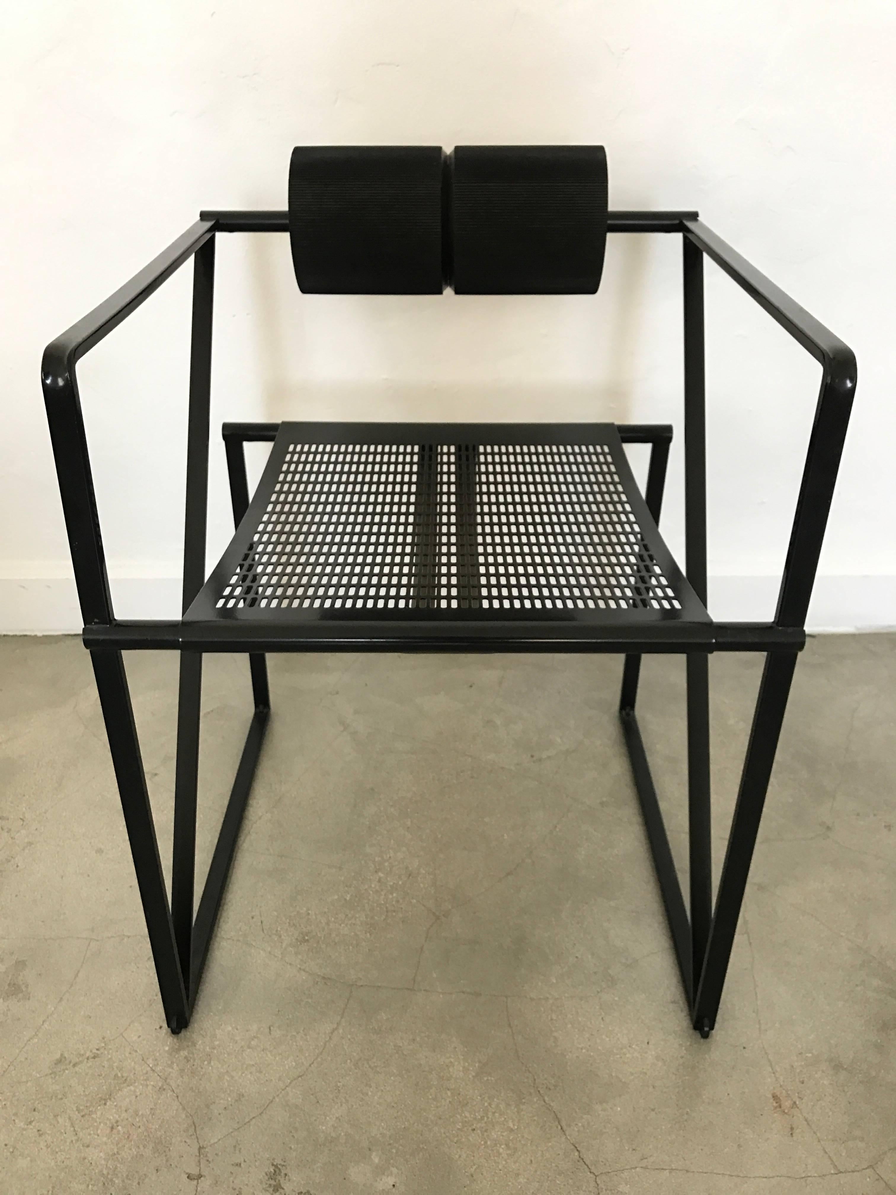 Model 602 steel frame with foam back Seconda chair by Mario Botta for Alias, Italy.