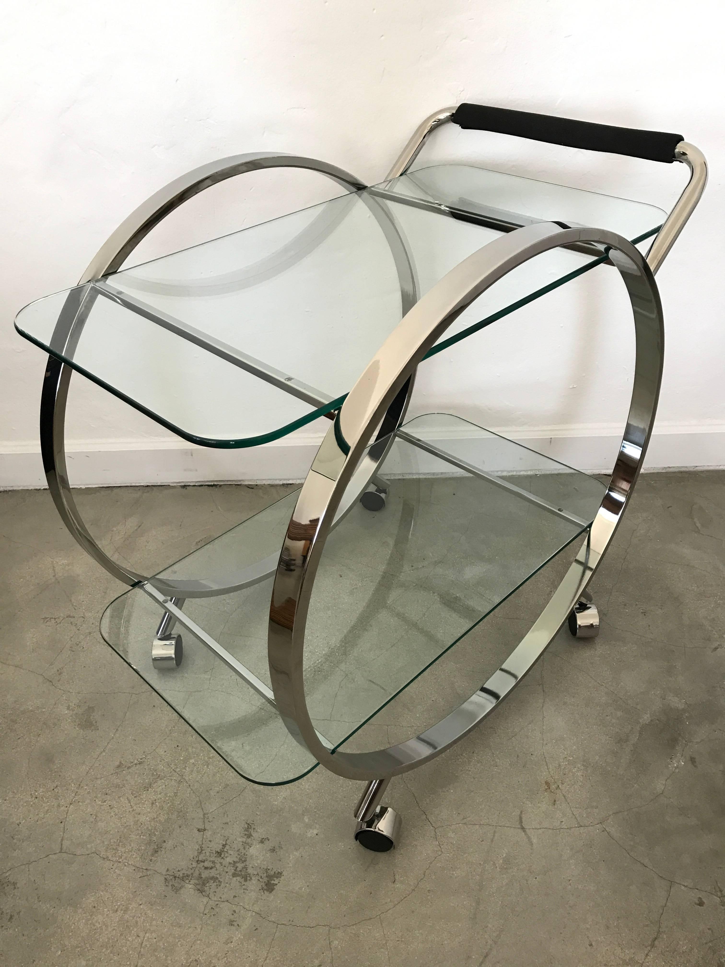 Glass 1970s Modern Bar Cart