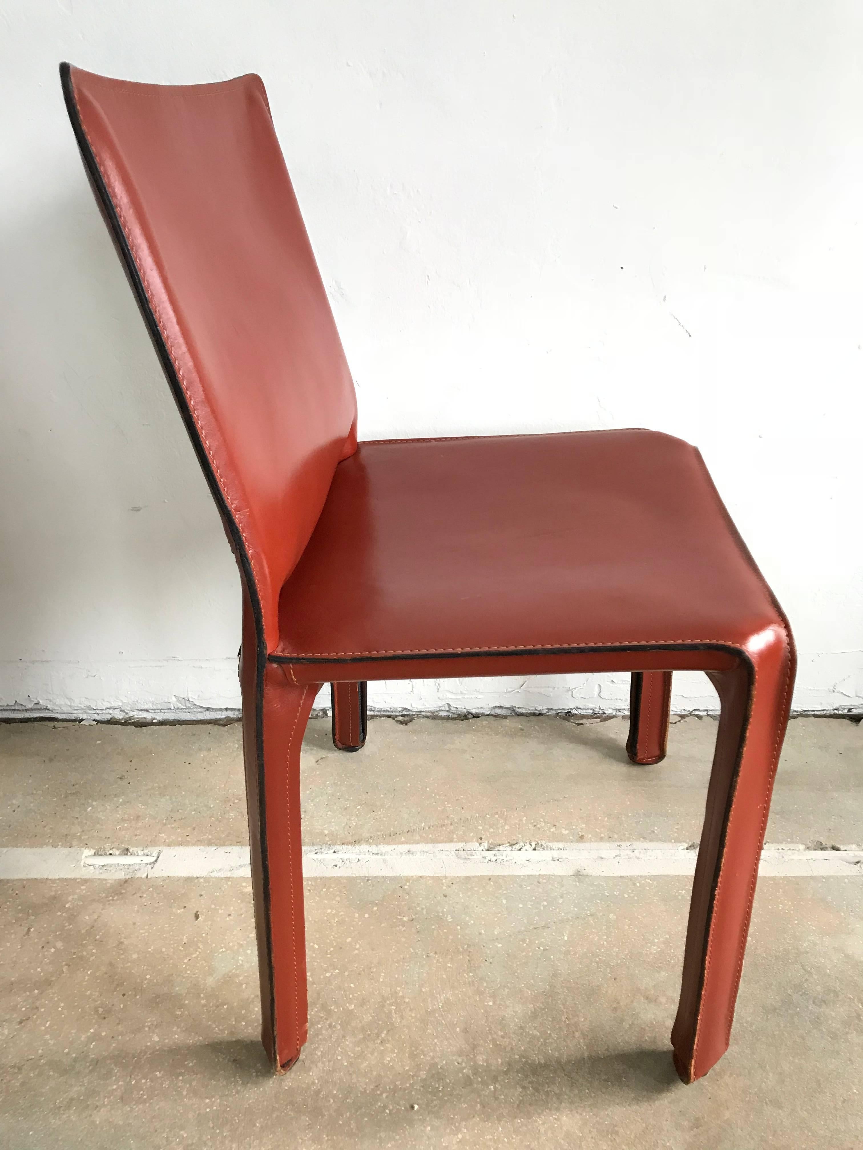Modern Pair of Mario Bellini “Cab” Dining Chairs for Cassina