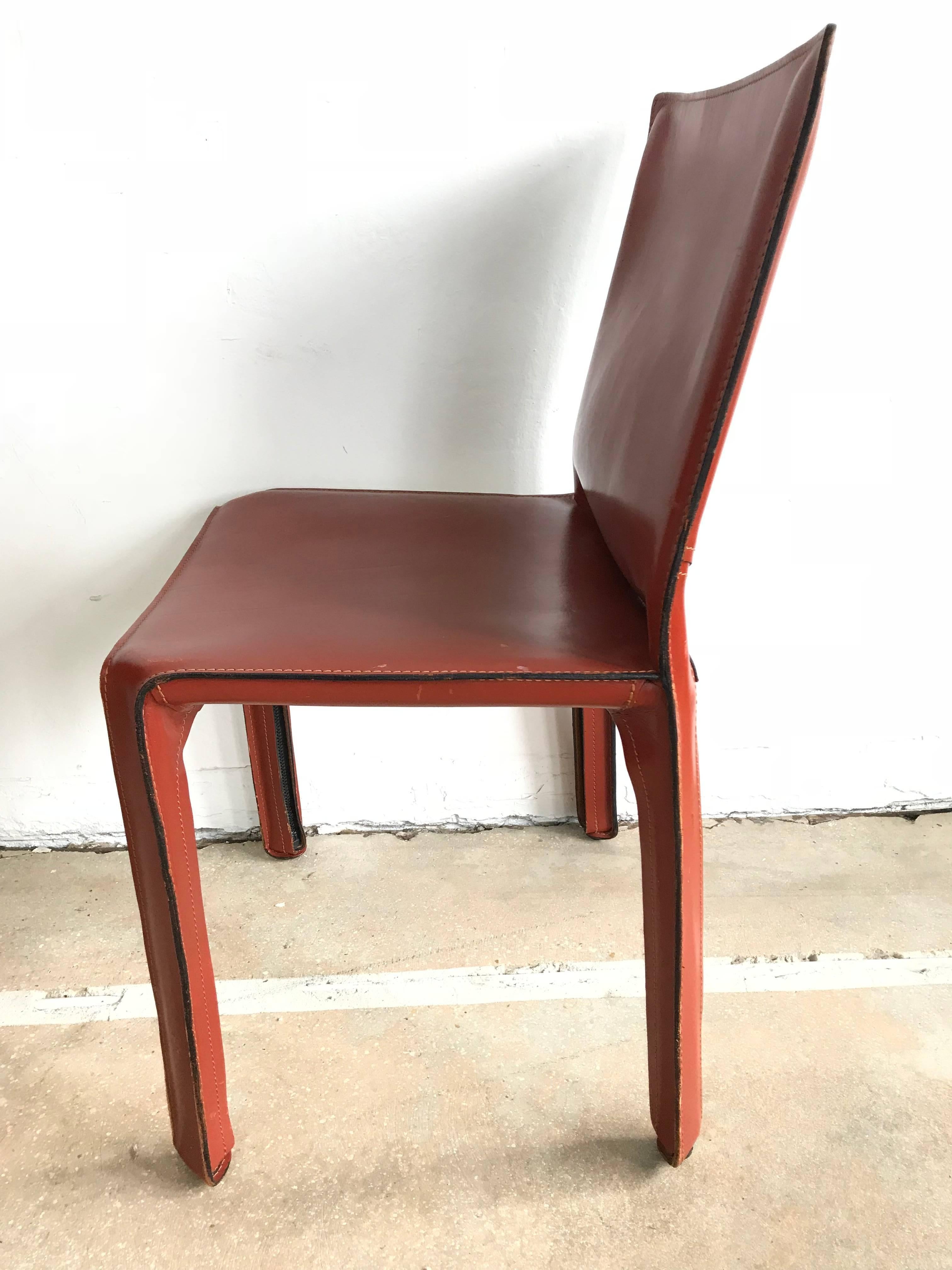 Pair of Mario Bellini “Cab” Dining Chairs for Cassina In Excellent Condition In Miami, FL