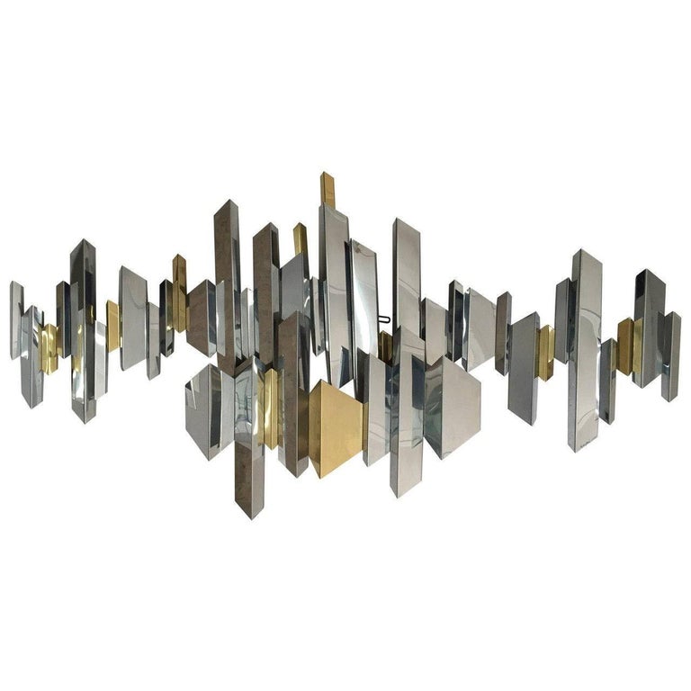 Curtis Jere Brass and Chrome Wall Sculpture 1