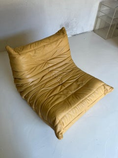 Vintage Togo Lounge Chair in Yellow Leather by Michel Ducaroy for Ligne Roset