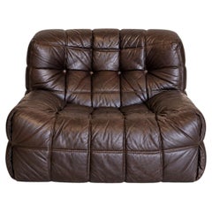 Michel Ducaroy Kashima – Vintage-Lounge-Sessel aus dunkelbraunem Leder für Ligne Roset