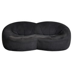 Zweisitzer-Sofa „Pumpkin“ von Pierre Paulin aus schwarzem Stoff im Alcantara-Stil