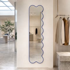Modern Asymmetrical Statement Slim Pink Mirror for Contemporary Interiors