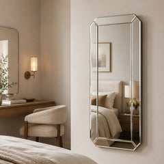 Espejo de pared contemporáneo de mampostería con cristal biselado de Oitoproducts