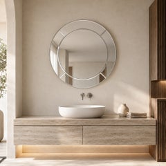 Espejo redondo de pared para baños pequeños, modelo «Masonry R» de Oitoproducts