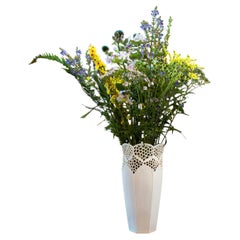 Vaso in porcellana reticolata intagliato a mano, bianco caldo