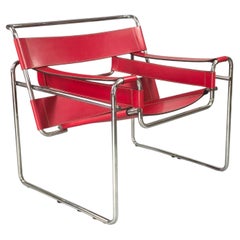 "Wassilly Chair" by Marcel Breuer for Gavina, in red leather, 1960s design