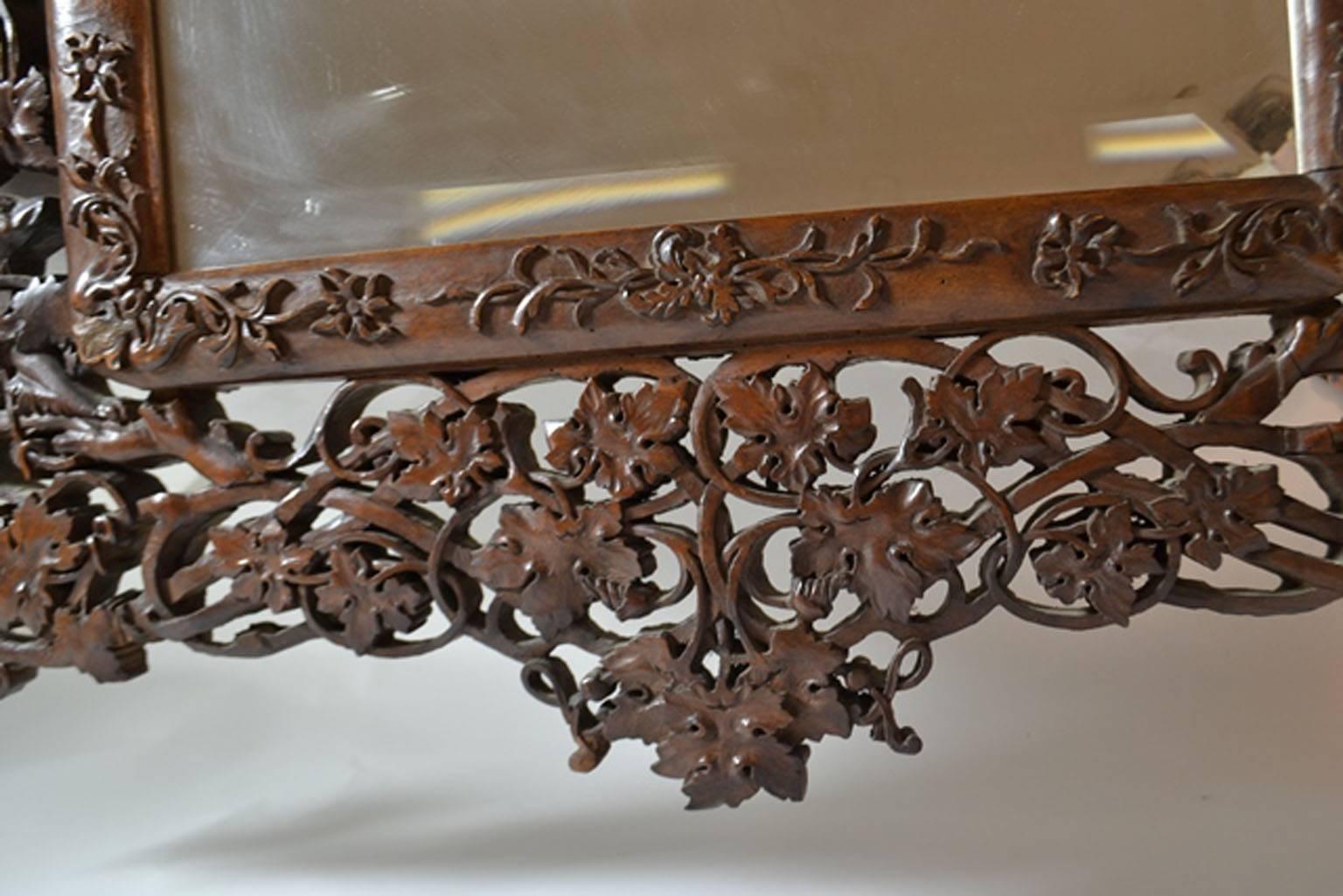 19th Century Mirror with Carved Wood Frame 2