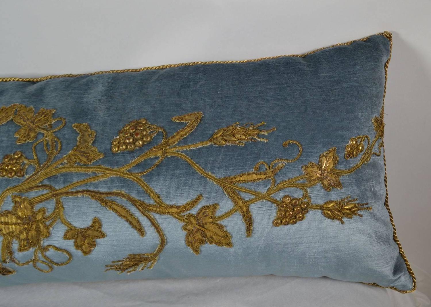 Antique Gold Metallic Appliqué Pillow at 1stdibs